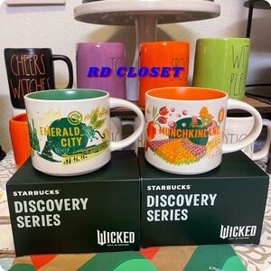 Wicked Starbucks Discovery Series Munchkinland and Emerald City Mug Set. New